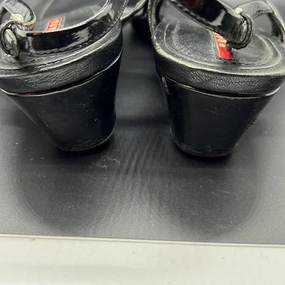 Prada Sport Black Patent Leather T-Strap Sandals size 8.5 - Picture 5 of 16